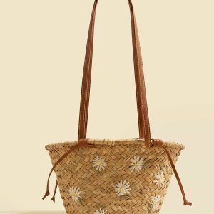 Flower Basket Straw Bag