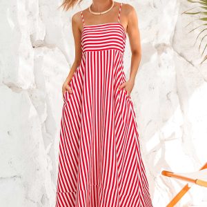 Polished Retreat Striped Maxi Dress
