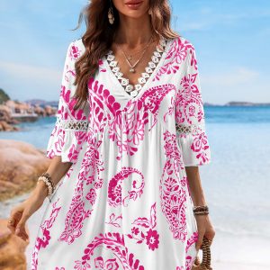 Blushing Rose Paisley Cover-Up Mini Dress