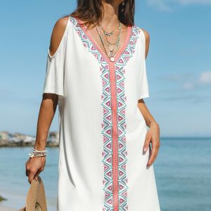 Papaya Punch Geo Cover-Up Mini Dress
