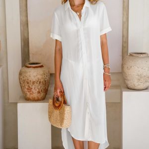 Relaxed & Polished White Midi Dress