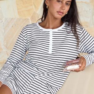 Up All Night Striped Pajama Set