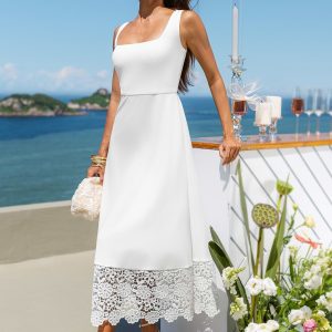 Slow Burn White Midi Dress