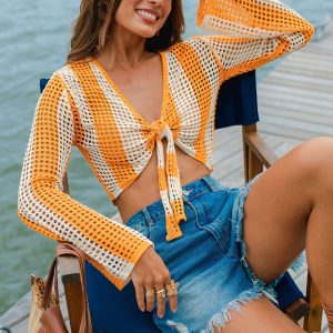 In the Groove Striped Cover-Up Top