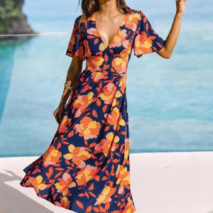 Sunset Petals Floral Maxi Dress