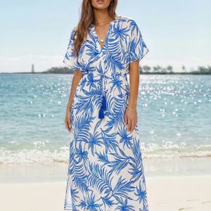 Saltwater Tide Tropical Maxi Dress