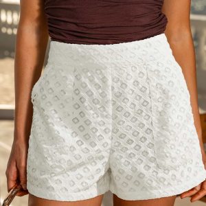 In My Head White Shorts