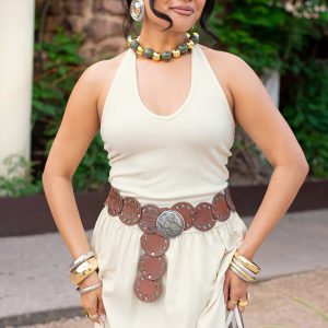 Nouveau Beige Midi Dress