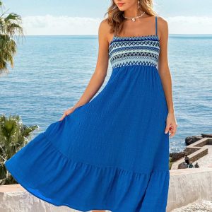 Seaside Stitch Blue Maxi Dress