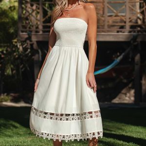 Vanilla Cream Beige Midi Dress