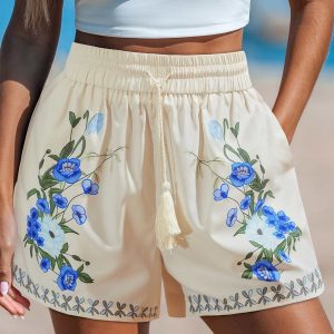 Blue Blossoms Floral Cover-Up Shorts
