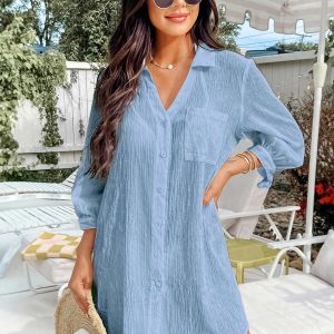 Clear Day Blue Cover-Up Mini Dress