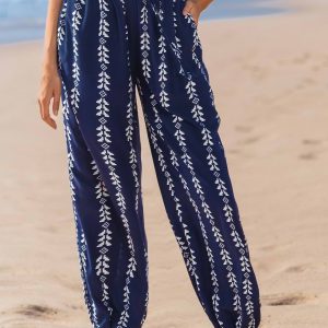 Navy Boho Tapered Cover-Up Pants