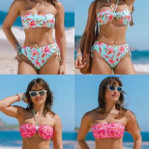 Spring Breeze Reversible Bandeau Top & Ruched Bottoms Set