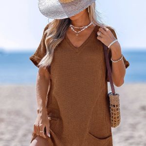 Walk of Fame Brown Cover-Up Mini Dress