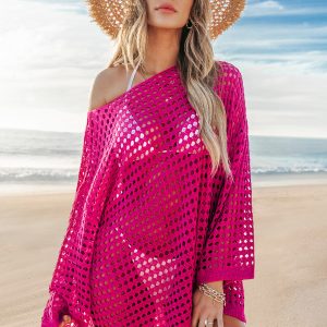 Fuchsia Long Sleeve Cover-Up Top