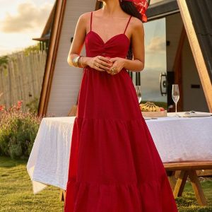 Sultry Sun Red Maxi Dress