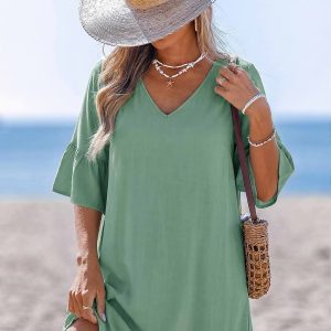 Feeling Weightless Green Cover-Up Mini Dress