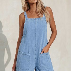 Keep Winning Denim Romper