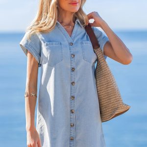 Out of Left Field Blue Mini Dress