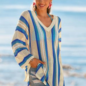 Funhouse Striped Cover-Up Mini Dress